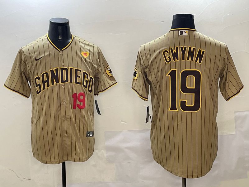 Men San Diego Padres #19 Gwynn Brown Stripe Game 2025 Nike MLB Jersey style 11->san diego padres->MLB Jersey